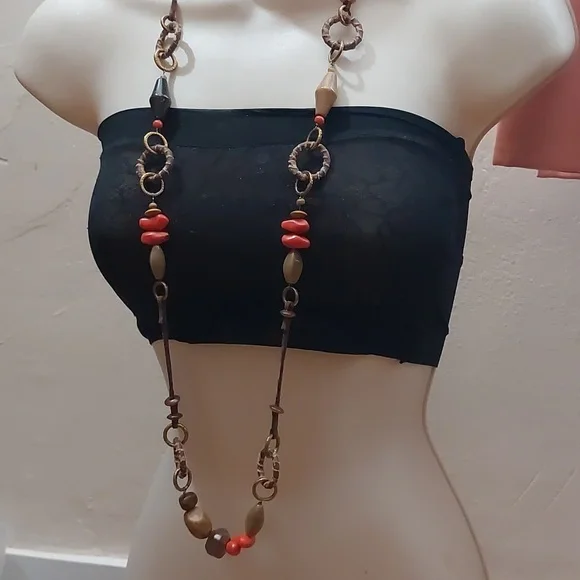 Vintage Y2K Coldwater Creek Mixed Media Boho Statement Necklace - Picture 2 of 6